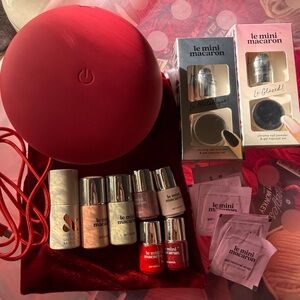 Le Mini Macaron Gel Rouge & Moi Set + Chrome, Glazed, and Base Coat